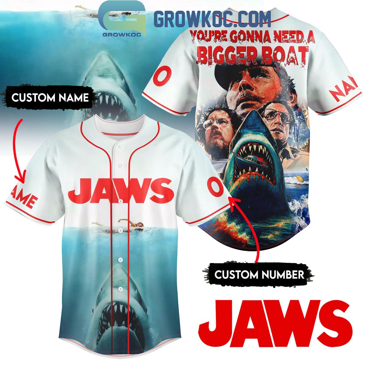 Jaws You’re Gonna Need A Bigget Boat Baseball Jersey baseball jersey product view 1