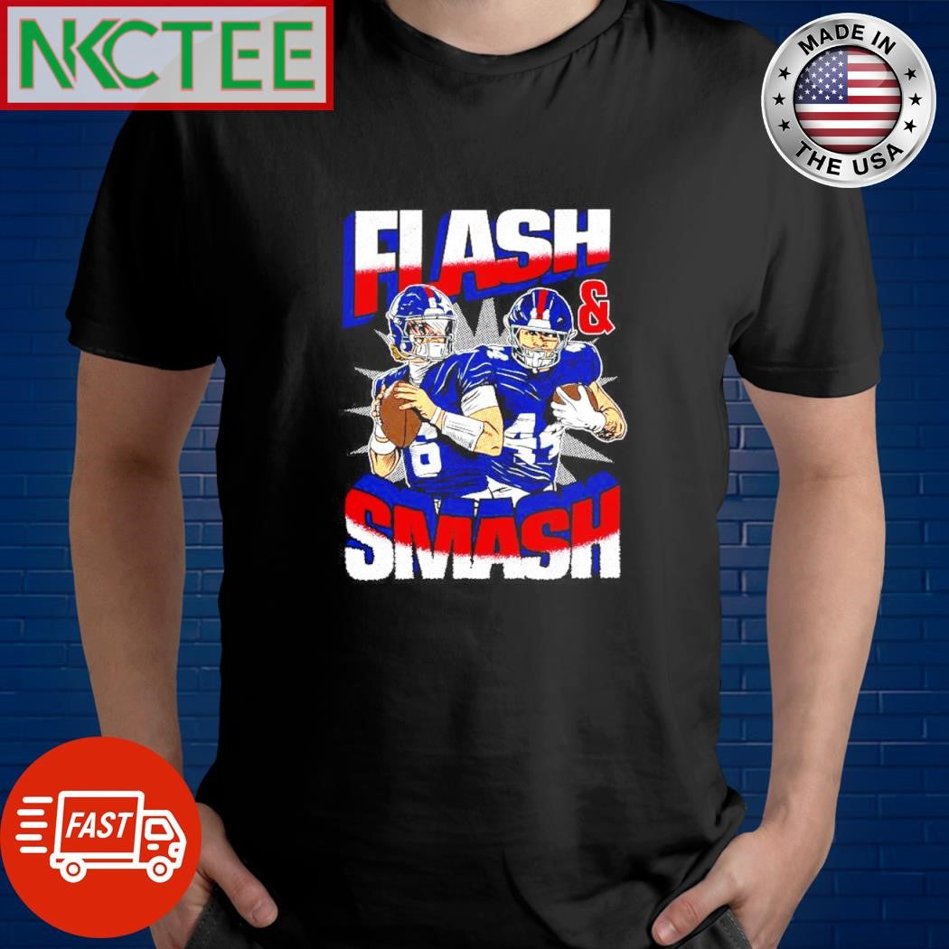 Jaxson Dart And Cam Skattebo Flash And Smash New York Giants hold ball shirt Unisex T-shirt, Sweatshirt, Hoodie, Long Sleeve Tee - T-Shirt, Sweatshirt, Hoodie