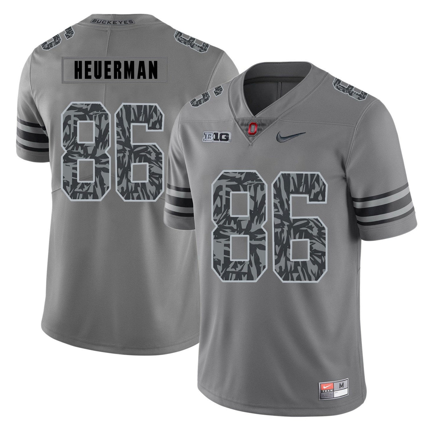 Jeff Heuerman 86 Pattern Dark Gray College Football Jersey football jersey product view 1