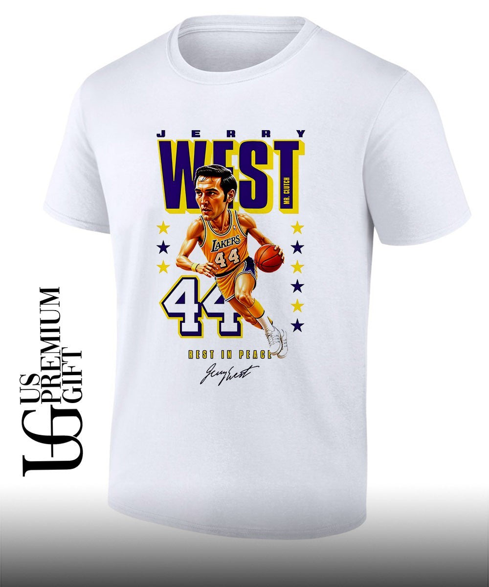 Jerry West Mr. Clutch Legend Los Angeles Lakers basketball caricature signature shirt Unisex T-shirt, Sweatshirt, Hoodie, Long Sleeve Tee - T-Shirt, Sweatshirt, Hoodie