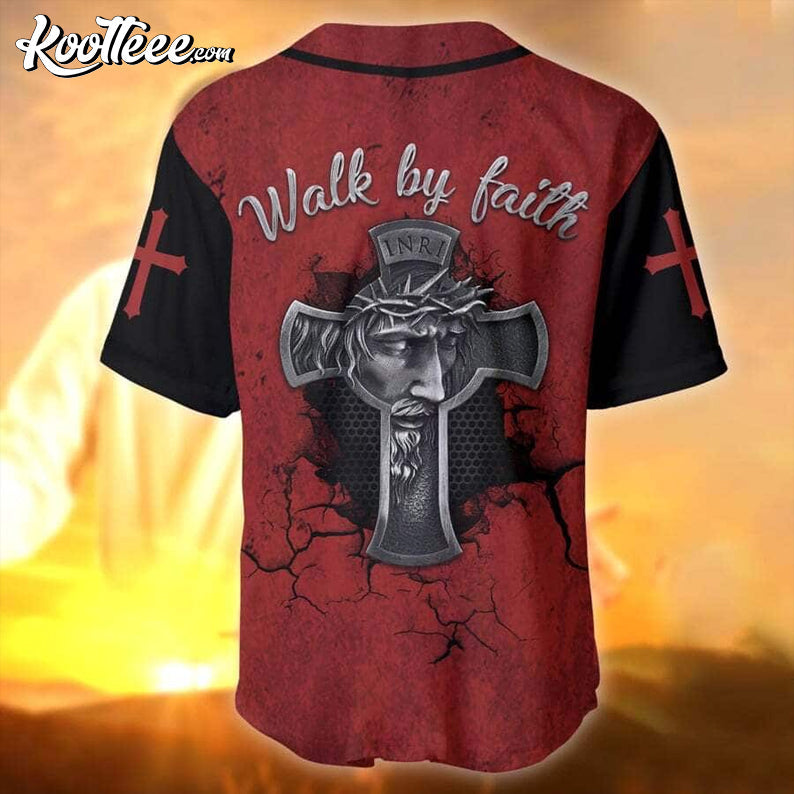 Jesus Walk By Faith Baseball Jersey baseball jersey product view 3