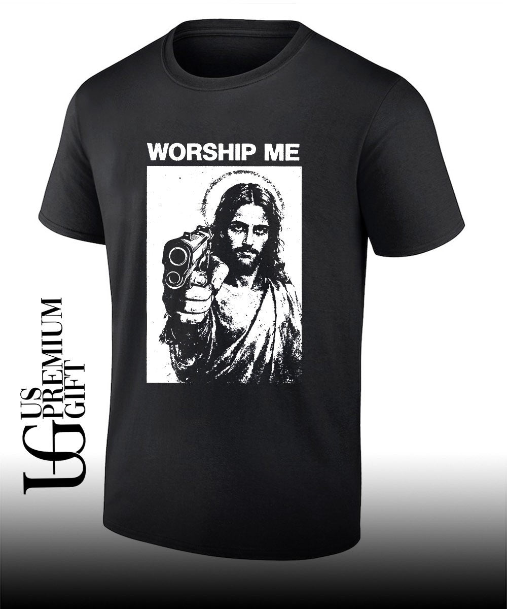 Jesus raise guns worship me shirt Unisex T-shirt, Sweatshirt, Hoodie, Long Sleeve Tee - T-Shirt, Sweatshirt, Hoodie