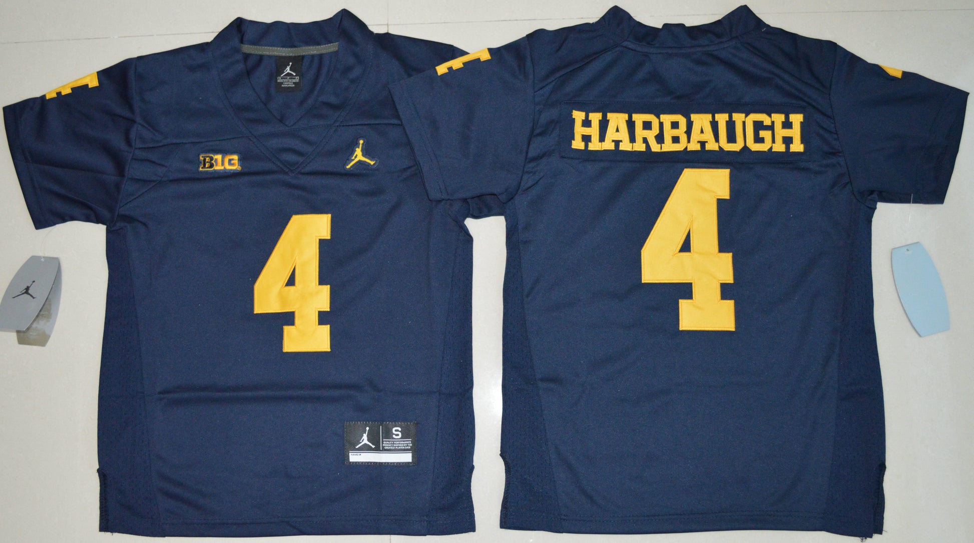 Jim Harbaugh 4 Youth Blue College Football Jersey football jersey product view 1