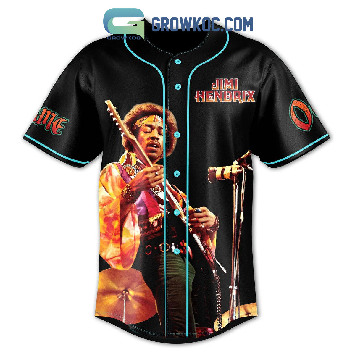Jimi Hendrix Knowledge Speaks Wisdom Listens Personalized Baseball Jersey baseball jersey product view 2