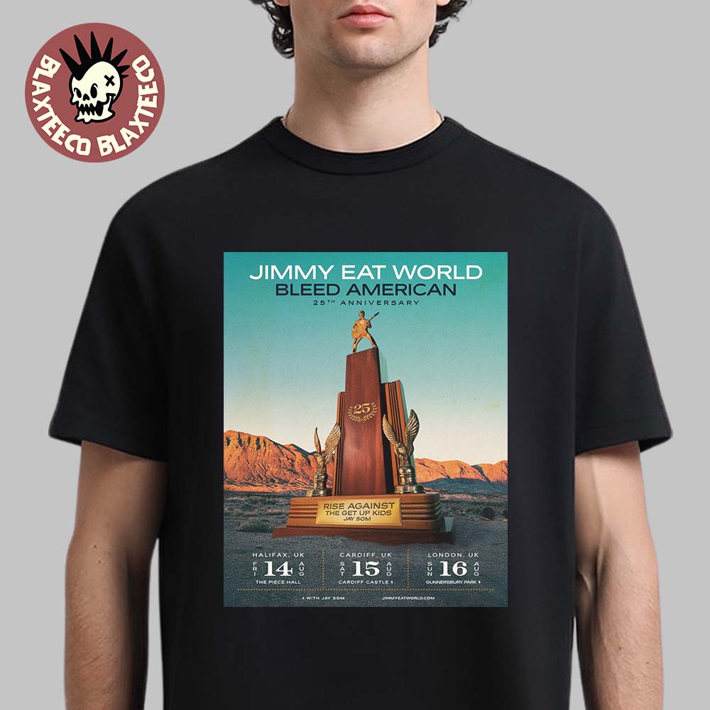Jimmy Eat World Bleed American 25 Anniversary 2026 UK Dates T-Shirt Unisex T-shirt, Sweatshirt, Hoodie, Long Sleeve Tee - T-Shirt, Sweatshirt, Hoodie