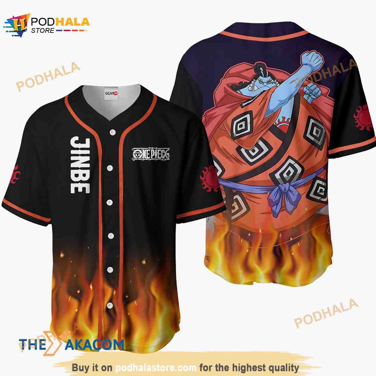 Jinbe Anime 3D Baseball Jersey Shirt baseball jersey product view 1