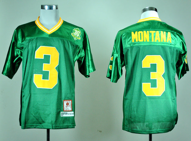 Joe Monata 3 Green 30 Logo College Football Jersey football jersey product view 1