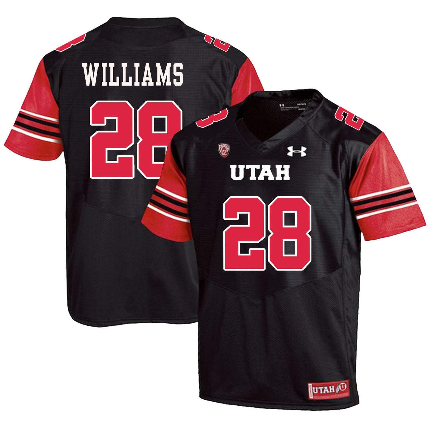 Joe Williams 28 Black College Football Jersey football jersey product view 1