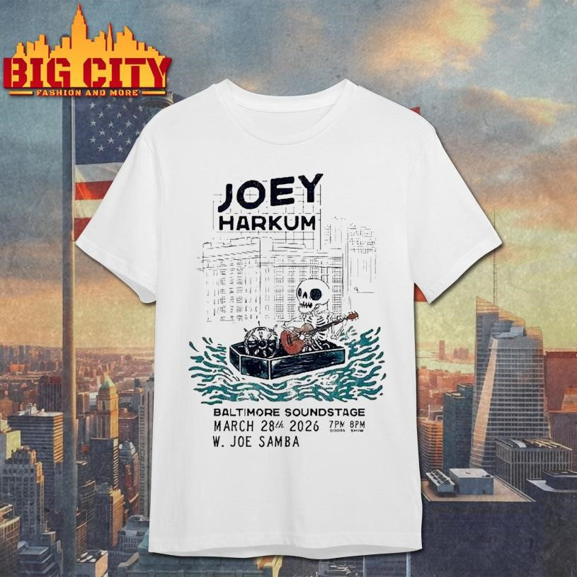 Joey Harkum Event Baltimore Md On March 28 2026 Skeleton Guitar Coffin Shirt Unisex T-shirt, Sweatshirt, Hoodie, Long Sleeve Tee - T-Shirt, Sweatshirt, Hoodie