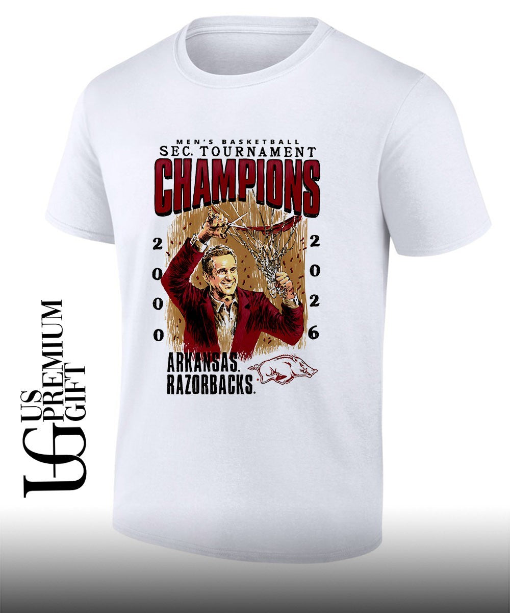 John Calipari Coach Arkansas Razorbacks SEC Tournament Champions 2000-2026 shirt Unisex T-shirt, Sweatshirt, Hoodie, Long Sleeve Tee - T-Shirt, Sweatshirt, Hoodie