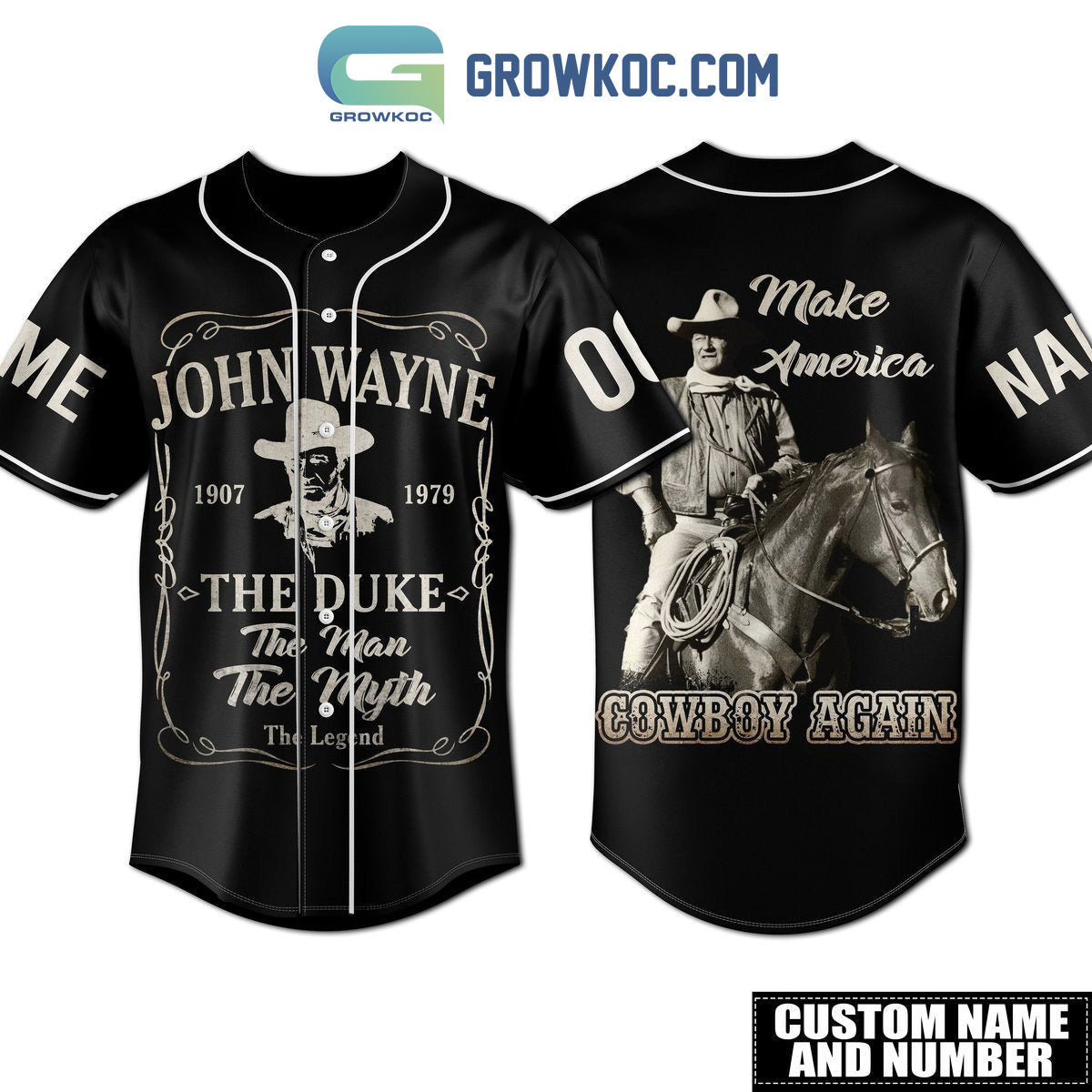 John Wayne Make America Cowboy Again Personalized Baseball Jersey baseball jersey product view 1