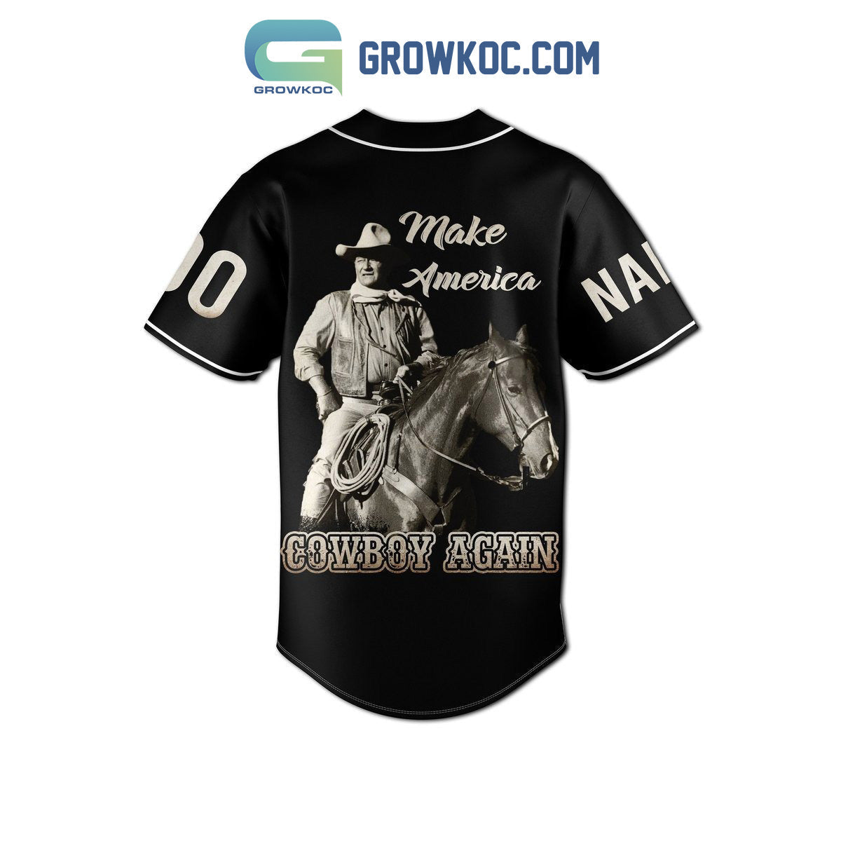 John Wayne Make America Cowboy Again Personalized Baseball Jersey baseball jersey product view 3