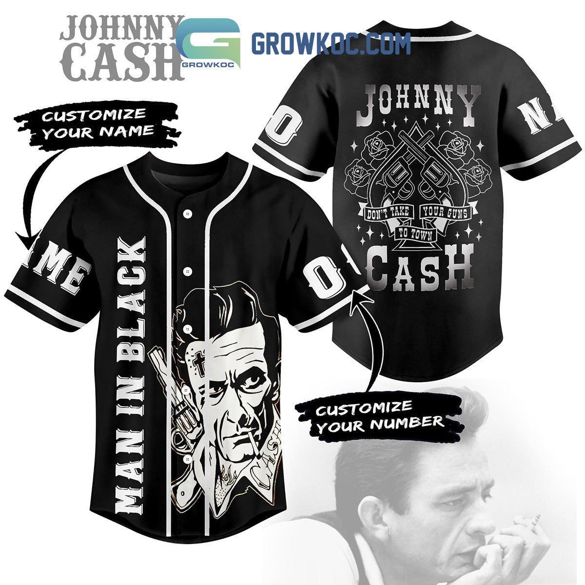 Johnny Cash Don’t Take Your Guy To Town Personalized Baseball Jersey baseball jersey product view 1