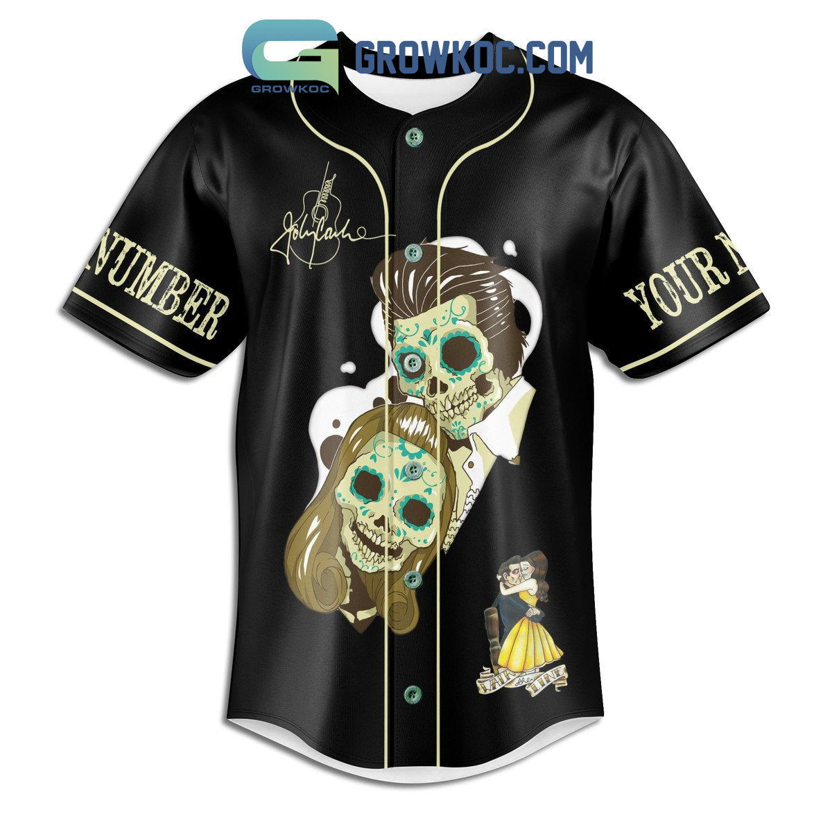 Johnny Cash I Walk The Line Personalized Baseball Jersey baseball jersey product view 2