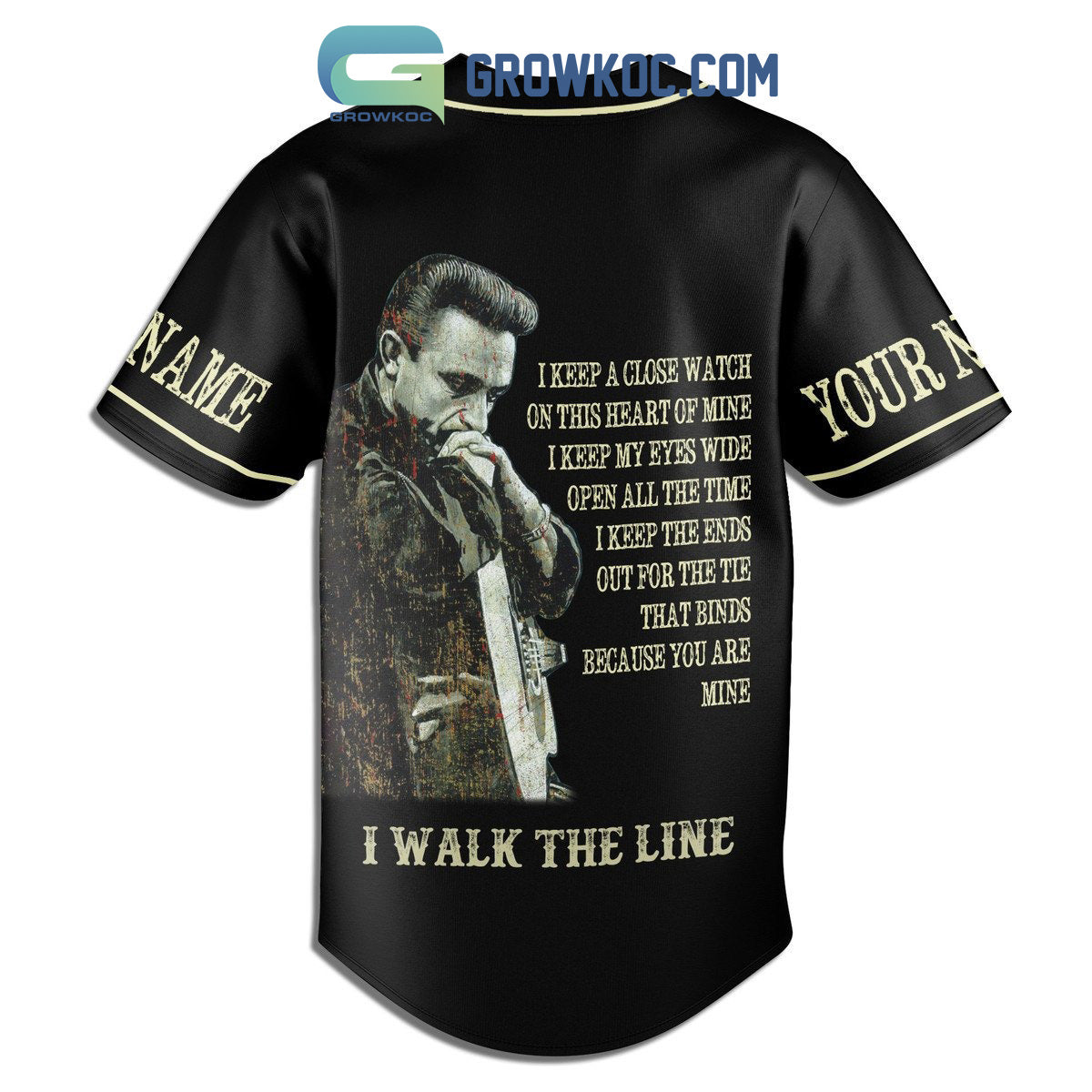 Johnny Cash I Walk The Line Personalized Baseball Jersey baseball jersey product view 3