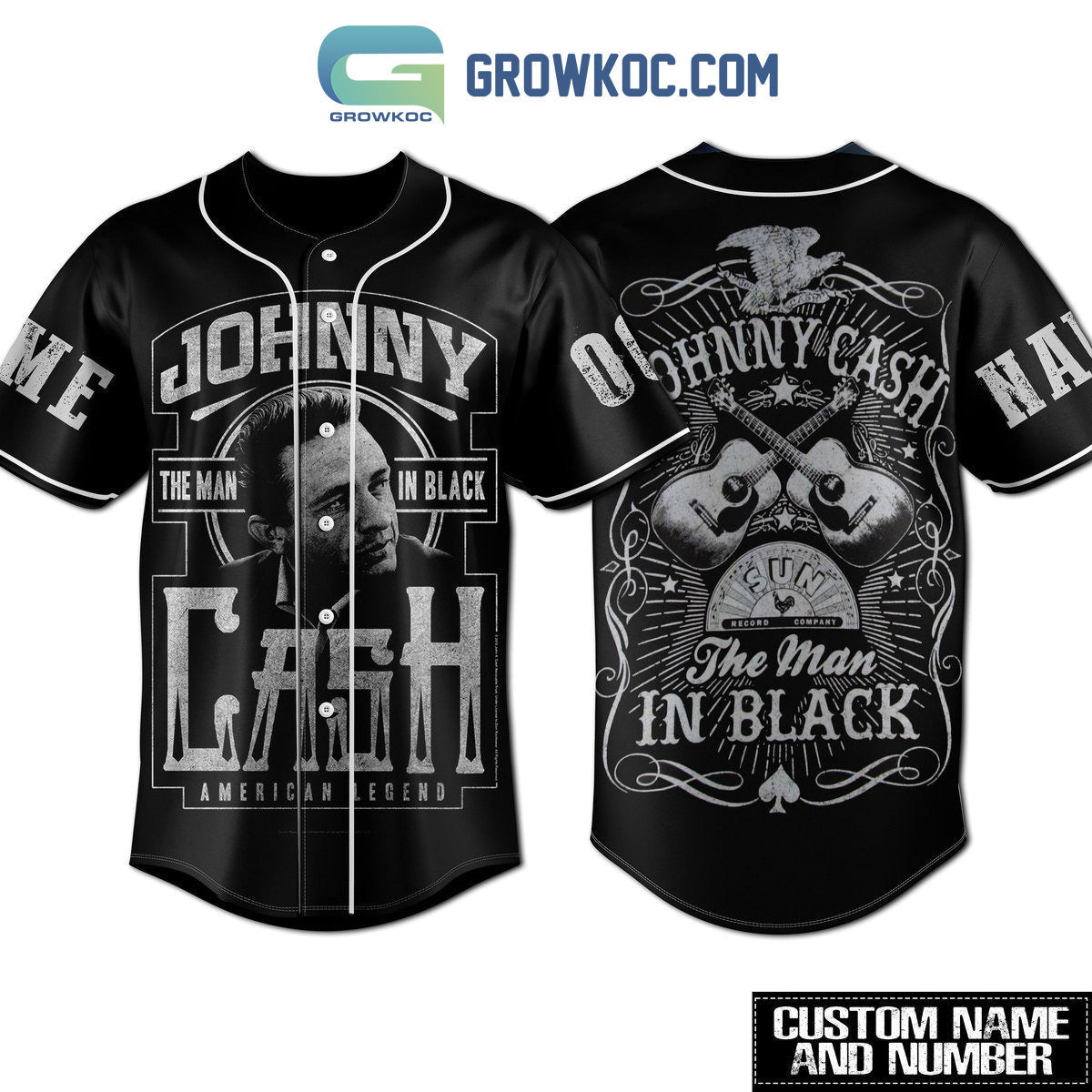 Johnny Cash The Man In Black American Legend Personalized Baseball Jersey baseball jersey product view 1