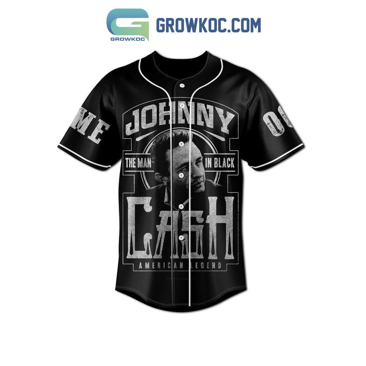 Johnny Cash The Man In Black American Legend Personalized Baseball Jersey baseball jersey product view 2