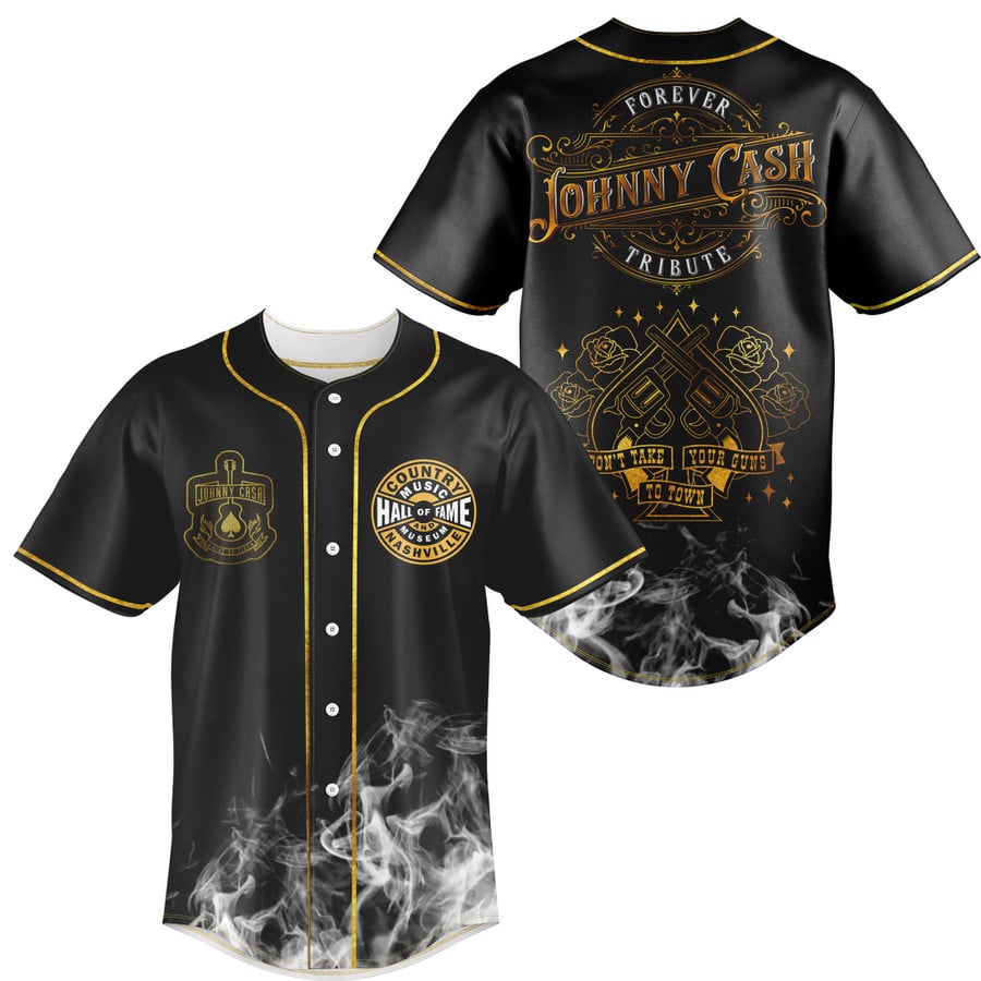 Johnny Cash Forever Tribute Don’t Take Your Guns To Town Baseball Jersey baseball jersey product view 1