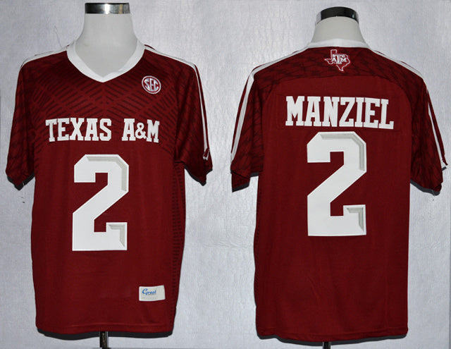 Johnny Manziel 2 Maroon 13 College Football Jersey football jersey product view 1