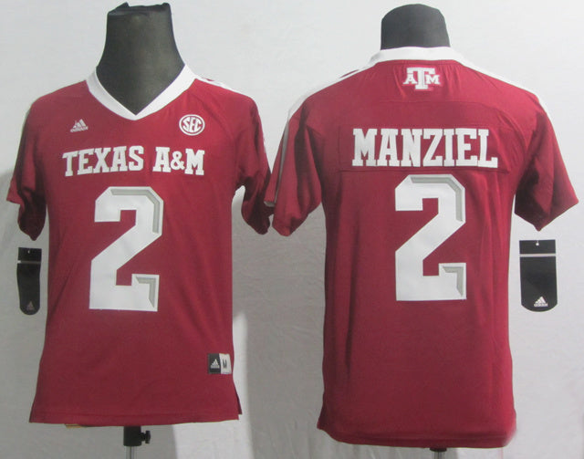 Johnny Manziel 2 Red Youth College Football Jersey football jersey product view 1