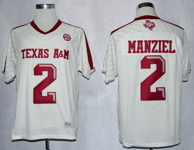 Johnny Manziel 2 White College Football Jersey football jersey product view 1