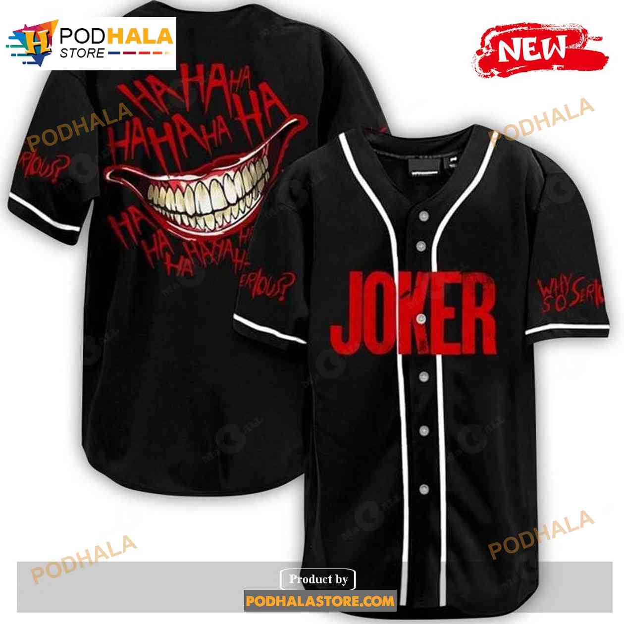 Joker Hahaha Why So Serious Black Baseball Jersey baseball jersey product view 1