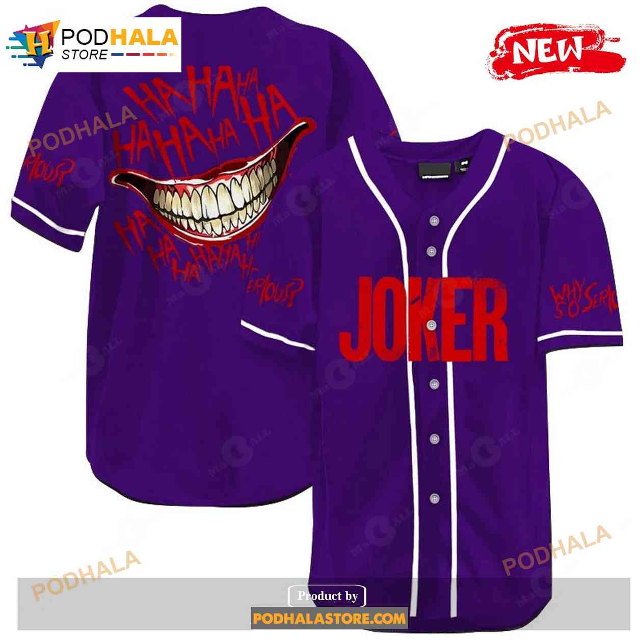 Joker Hahaha Why So Serious Purple Baseball Jersey baseball jersey product view 1