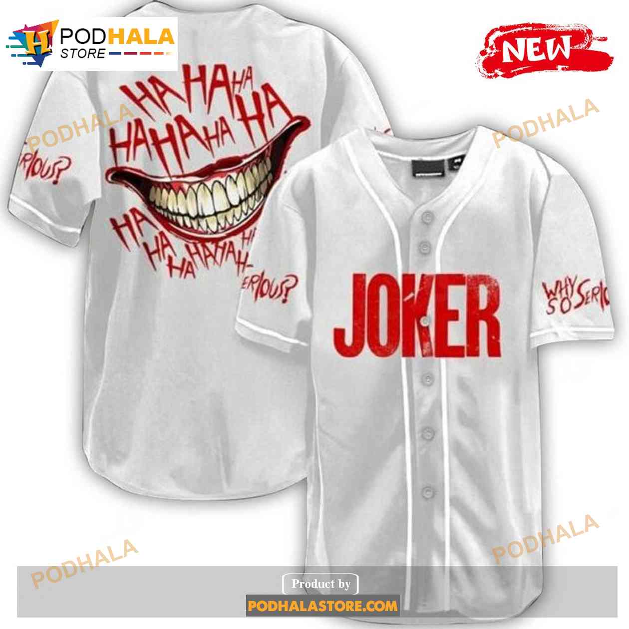 Joker Hahaha Why So Serious White Baseball Jersey baseball jersey product view 1
