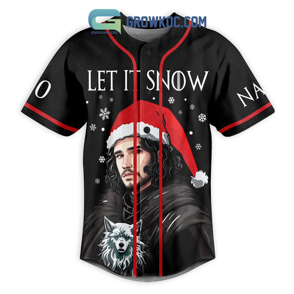 Jon Snow Christmas Is Coming Let It Snow Personalized Baseball Jersey baseball jersey product view 2