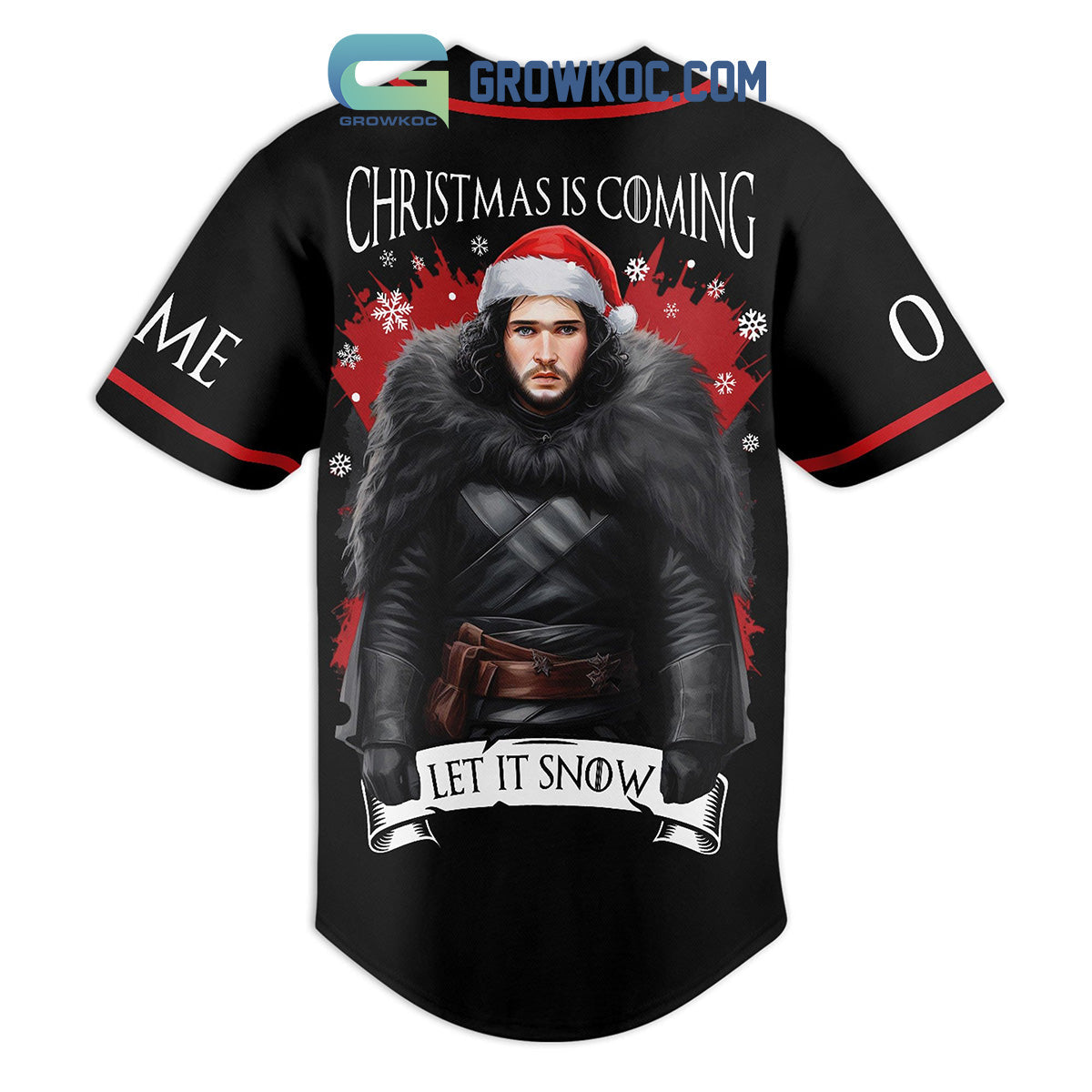 Jon Snow Christmas Is Coming Let It Snow Personalized Baseball Jersey baseball jersey product view 3