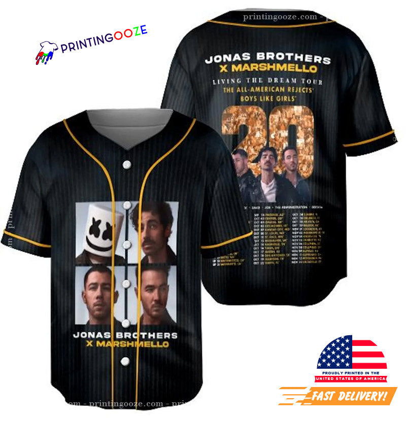 Jonas Brother X Marshmello Live Tour Baseball Jersey baseball jersey product view 1