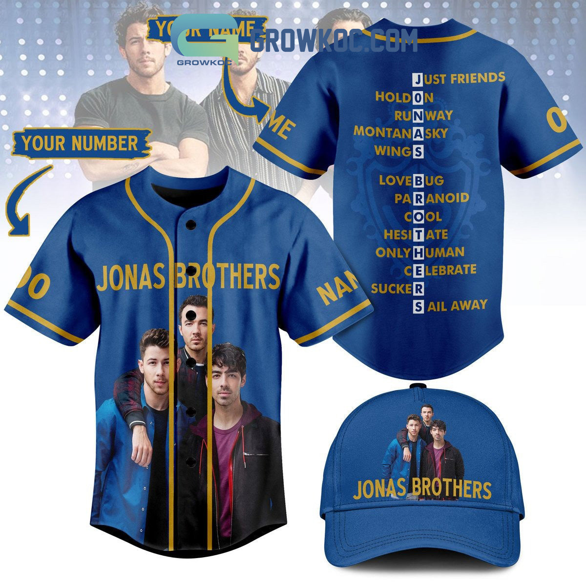 Jonas Brothers All Album Personalized Baseball Jersey baseball jersey product view 1