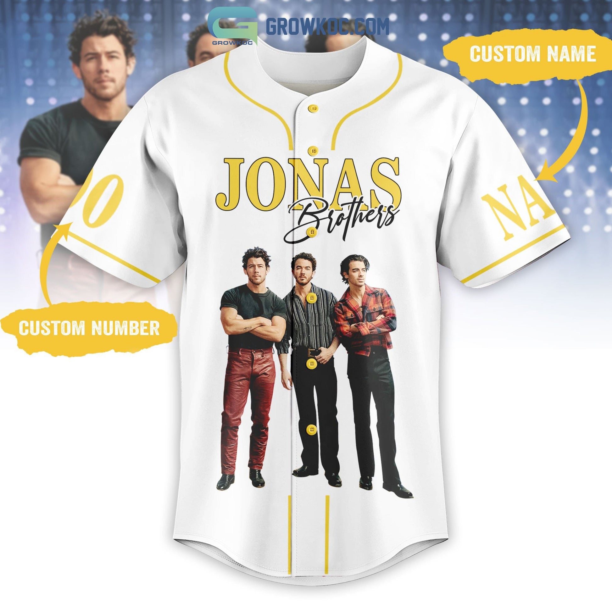 Jonas Brothers Five Album One Night Personalized Baseball Jersey baseball jersey product view 2