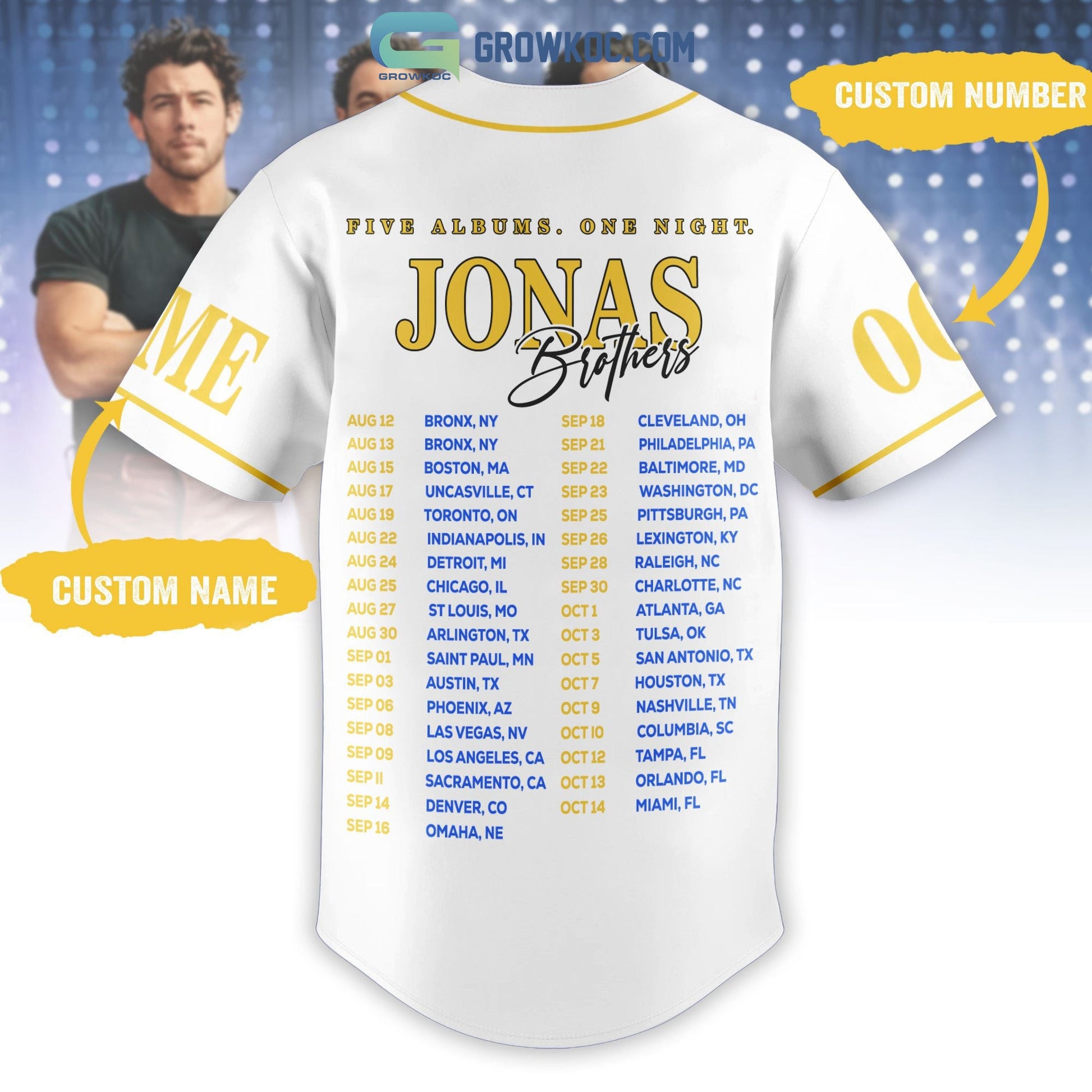Jonas Brothers Five Album One Night Personalized Baseball Jersey baseball jersey product view 3