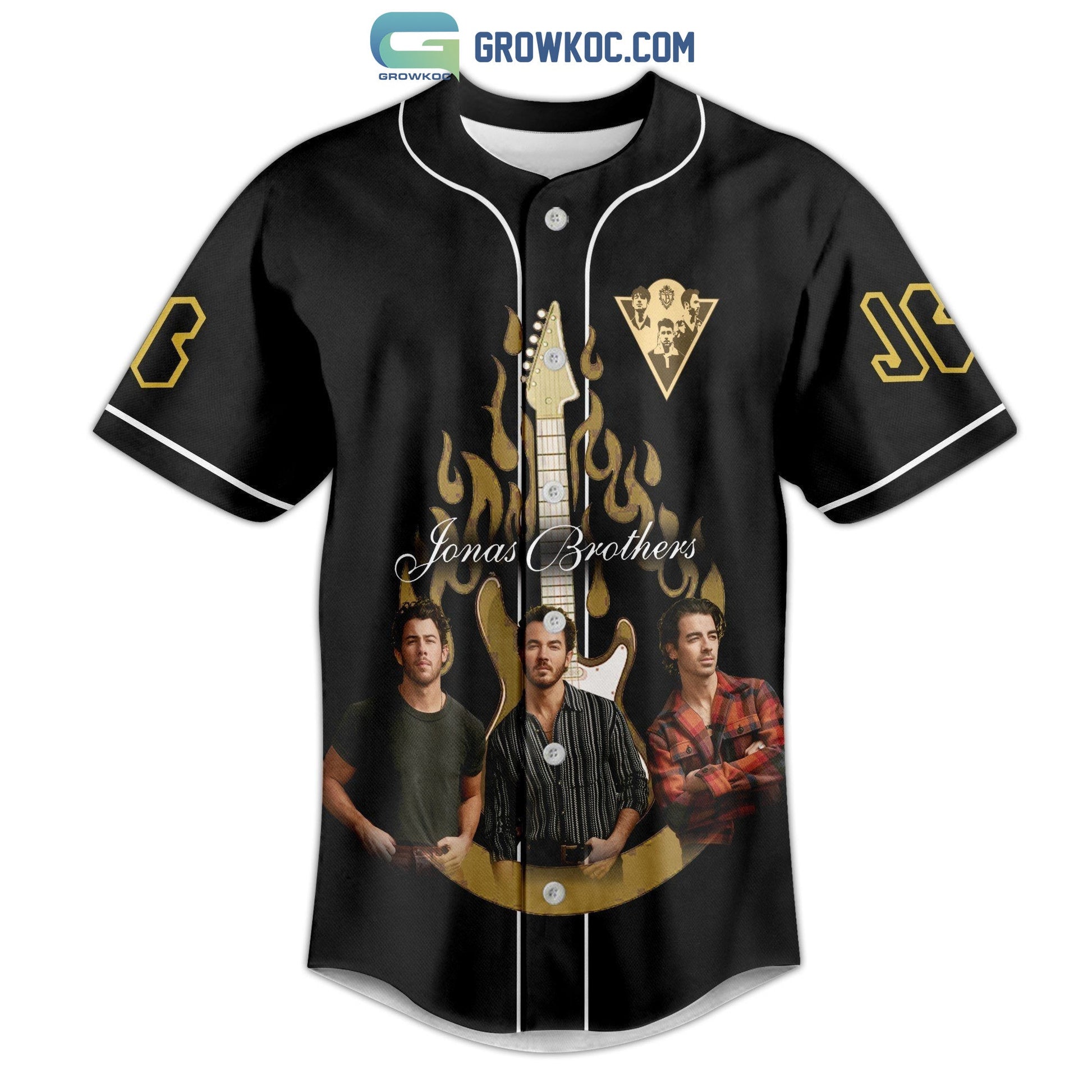 Jonas Brothers Five Albums One Night Black Design Baseball Jersey baseball jersey product view 2