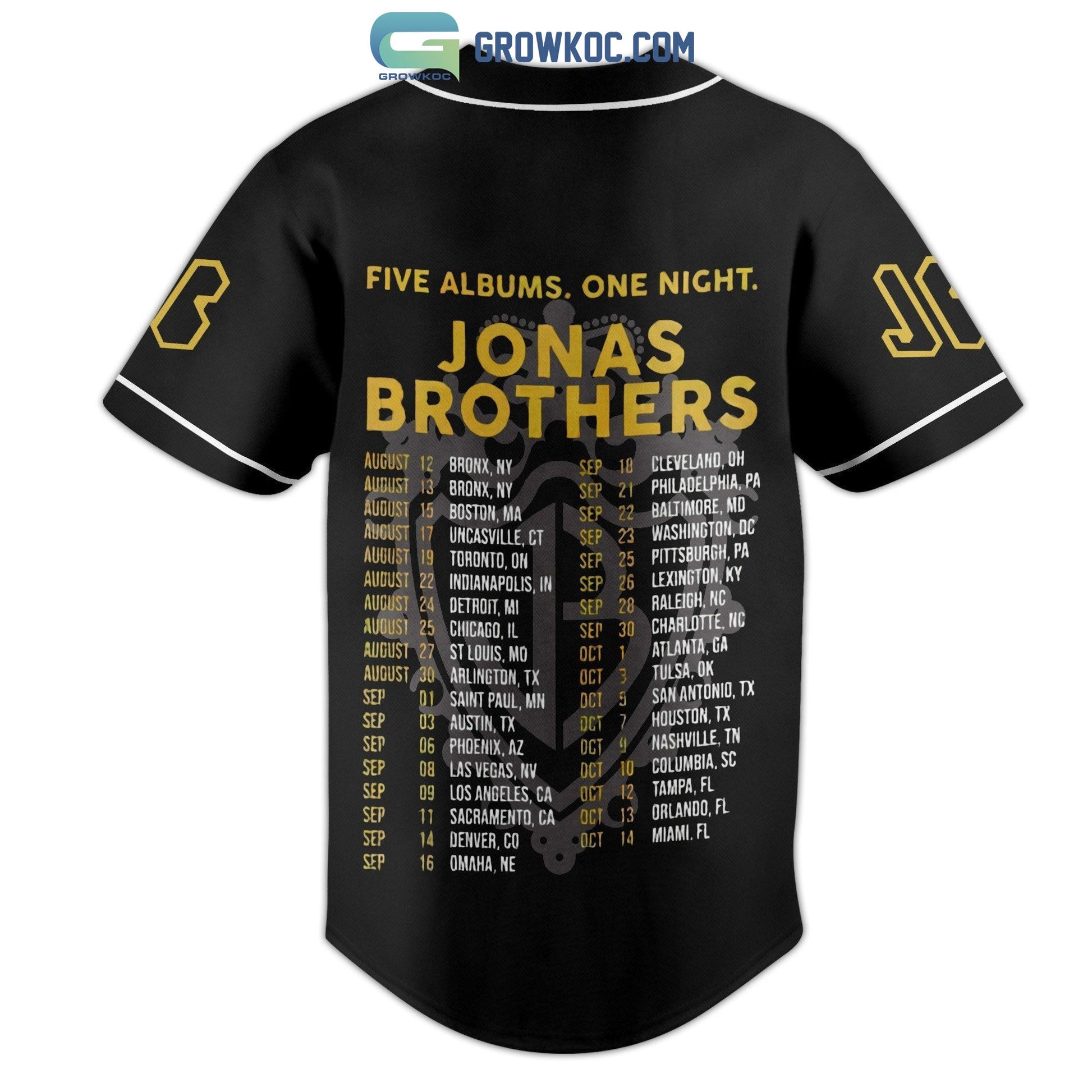 Jonas Brothers Five Albums One Night Black Design Baseball Jersey baseball jersey product view 3