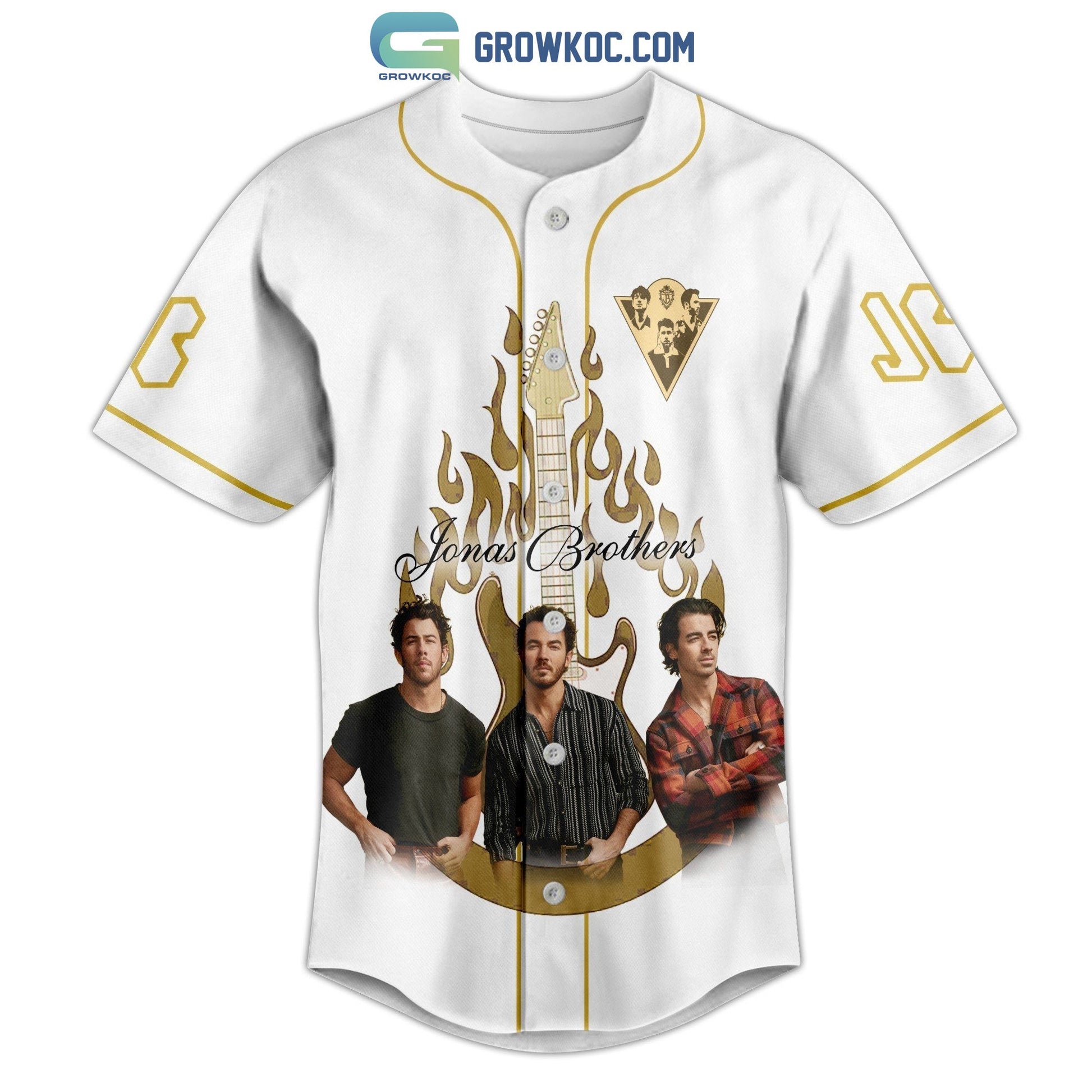 Jonas Brothers Five Albums One Night White Design Baseball Jersey baseball jersey product view 2