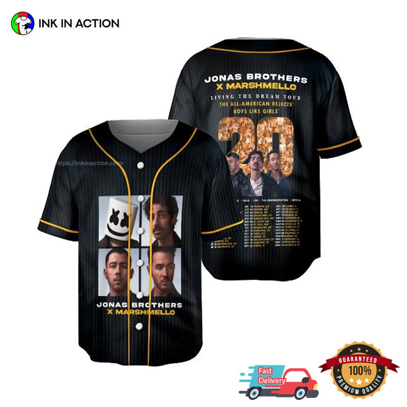 Jonas Brothers X Marshmello Tour 2025 Dates Baseball Jersey baseball jersey product view 1