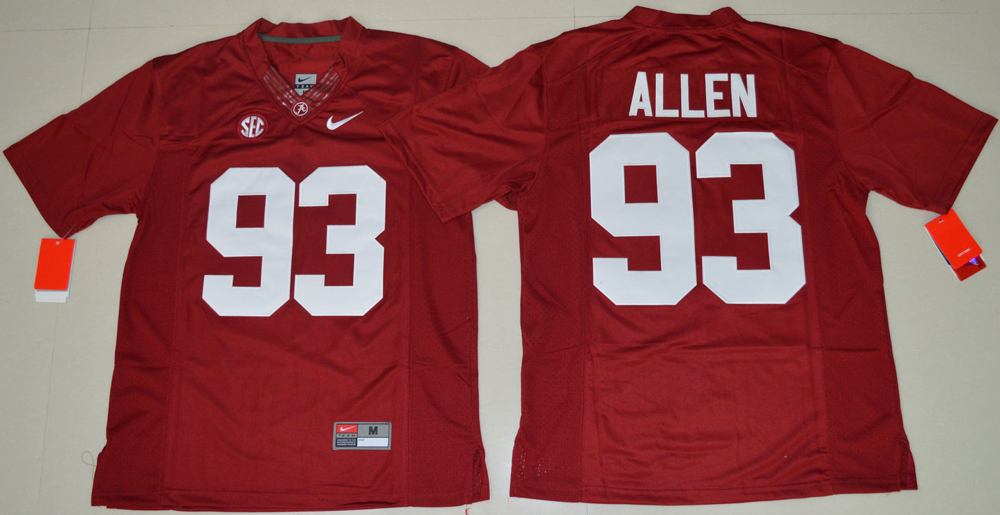Jonathan Allen 93 Red College Football Jersey football jersey product view 1