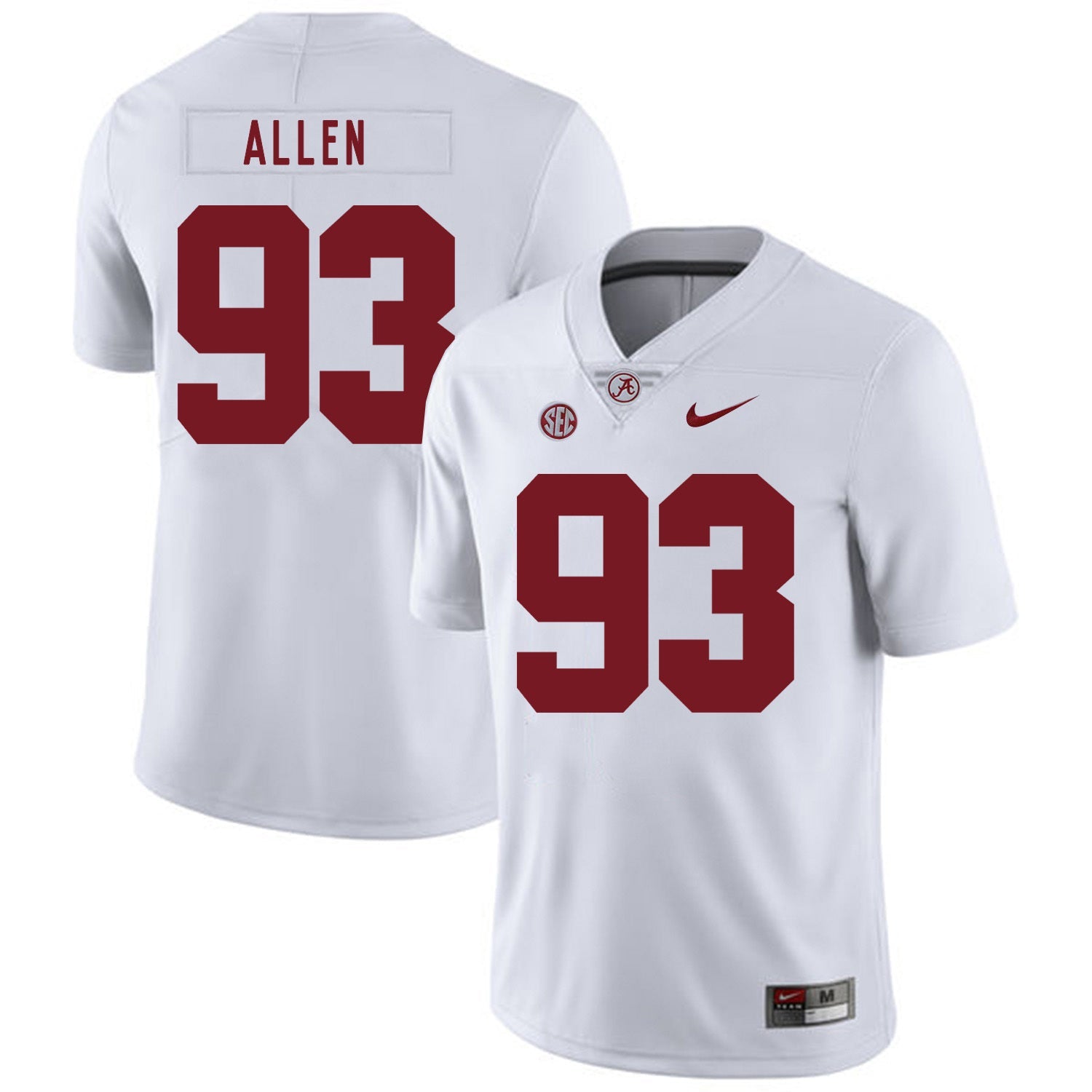 Jonathan Allen 93 White .2jpg College Football Jersey football jersey product view 1
