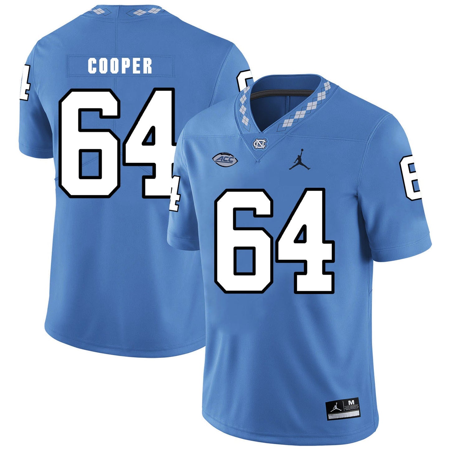 Jonathan Cooper 64 Carolina Blue College Football Jersey football jersey product view 1