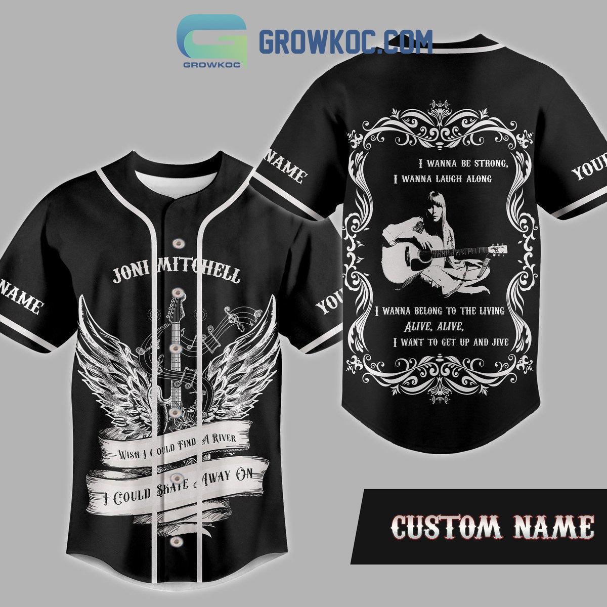 Joni Mitchell Wish I Could Find A River I Could Skate Away On Personalized Baseball Jersey baseball jersey product view 1