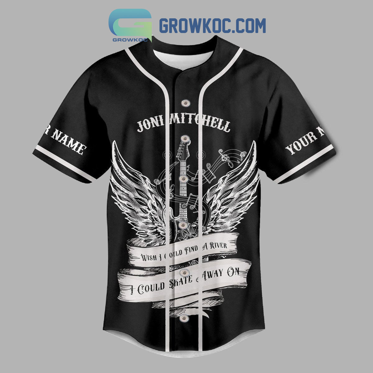 Joni Mitchell Wish I Could Find A River I Could Skate Away On Personalized Baseball Jersey baseball jersey product view 2