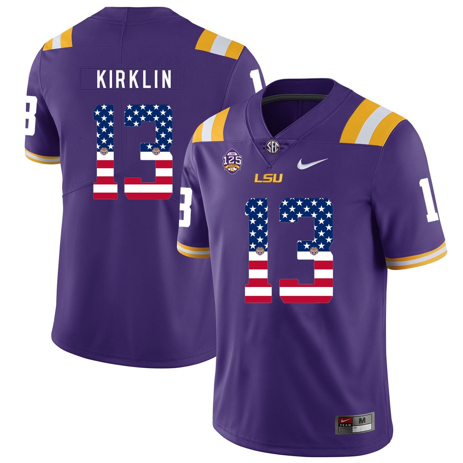 Jontre Kirklin 13 Purple College Football Jersey football jersey product view 1