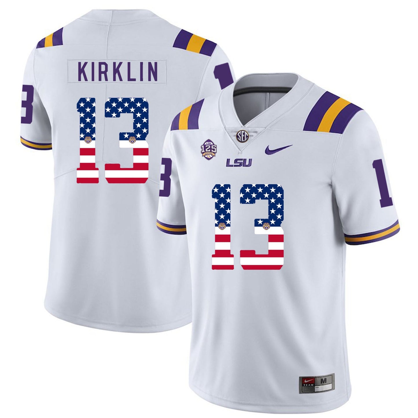 Jontre Kirklin 13 White College Football Jersey football jersey product view 1