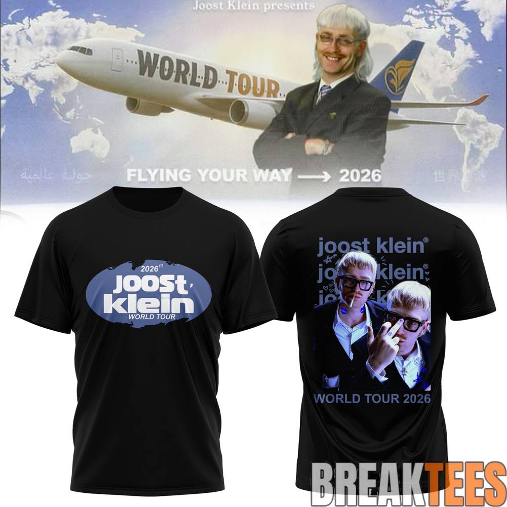 Joost Klein Flying Your Way World Tour 2026 Shirt Unisex T-shirt, Sweatshirt, Hoodie, Long Sleeve Tee - T-Shirt, Sweatshirt, Hoodie