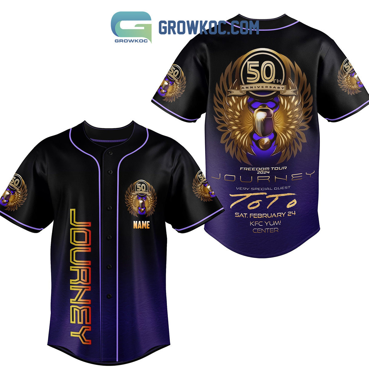 Journey 50th Anniversary Freedom Tour Baseball Jersey baseball jersey product view 1