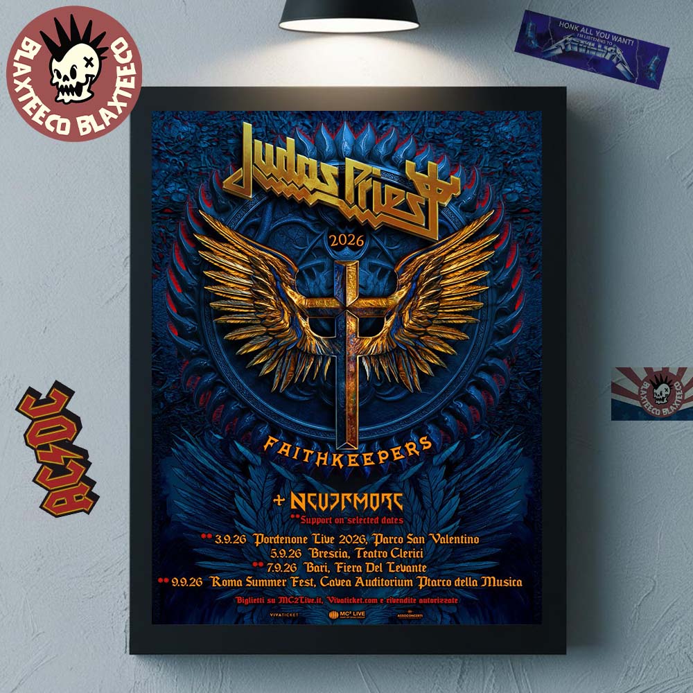 Judas Priest Faithkeepers 2026 Tour Italy Schedule Dates Home Decor Poster Canvas Unisex T-shirt, Sweatshirt, Hoodie, Long Sleeve Tee - T-Shirt, Sweatshirt, Hoodie