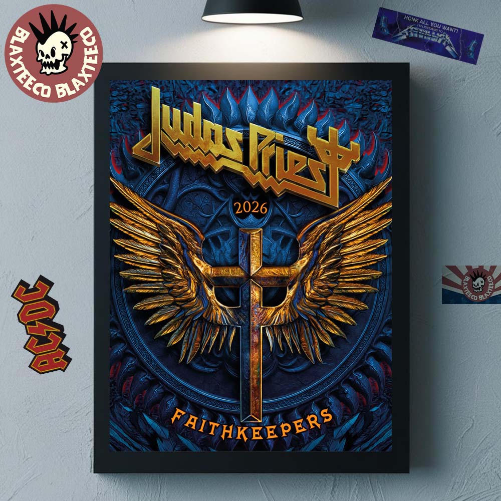 Judas Priest Faithkeepers European Tour 2026 Cover Art Home Decor Poster Canvas Unisex T-shirt, Sweatshirt, Hoodie, Long Sleeve Tee - T-Shirt, Sweatshirt, Hoodie