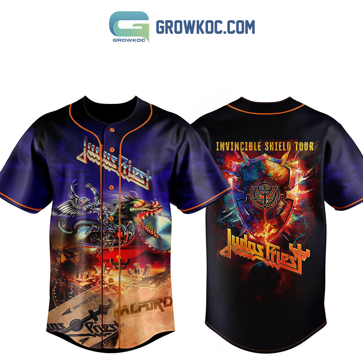 Judas Priest Invincible Shield Tour Baseball Jersey baseball jersey product view 1